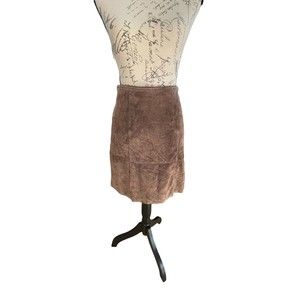 Limited Too Brown Leather Lined Skirt Side Zip Sz 14 Skirt New Knee Length